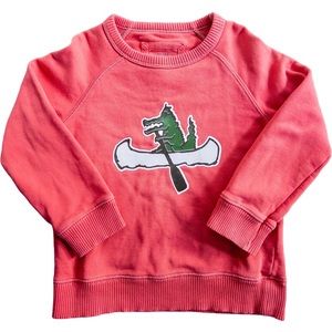 Mini Boden Coral Sweatshirt with Green Canoe Graphic
